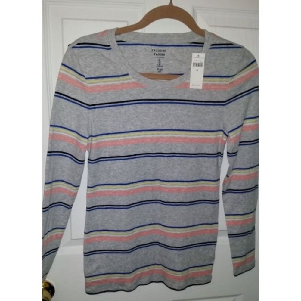Gap  ‘Favorite’ Long Sleeve Multi-Color Stripe Top Medium NWT